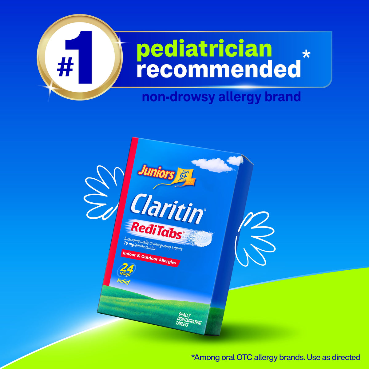 Claritin Juniors RediTabs, 24 Hour Non-Drowsy Allergy Medicine, Loratadine 10 mg, 30 Ct