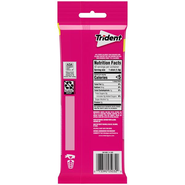 Trident Sugar Free Gum, Bubblegum, 3 Packs of 14 Pieces (42 Total Pieces)