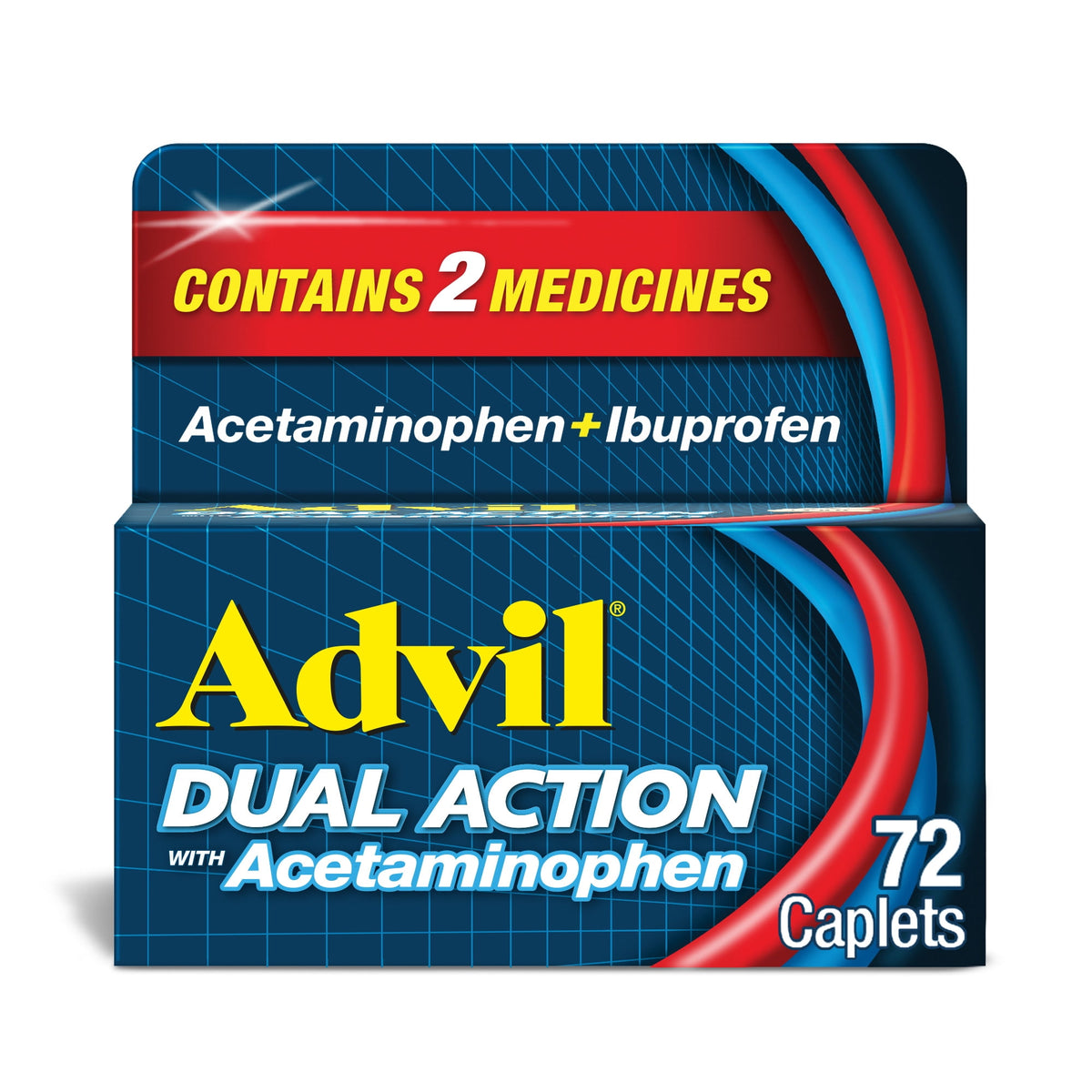 ​​Advil Dual Action Coated Caplets With Acetaminophen, 72 Count