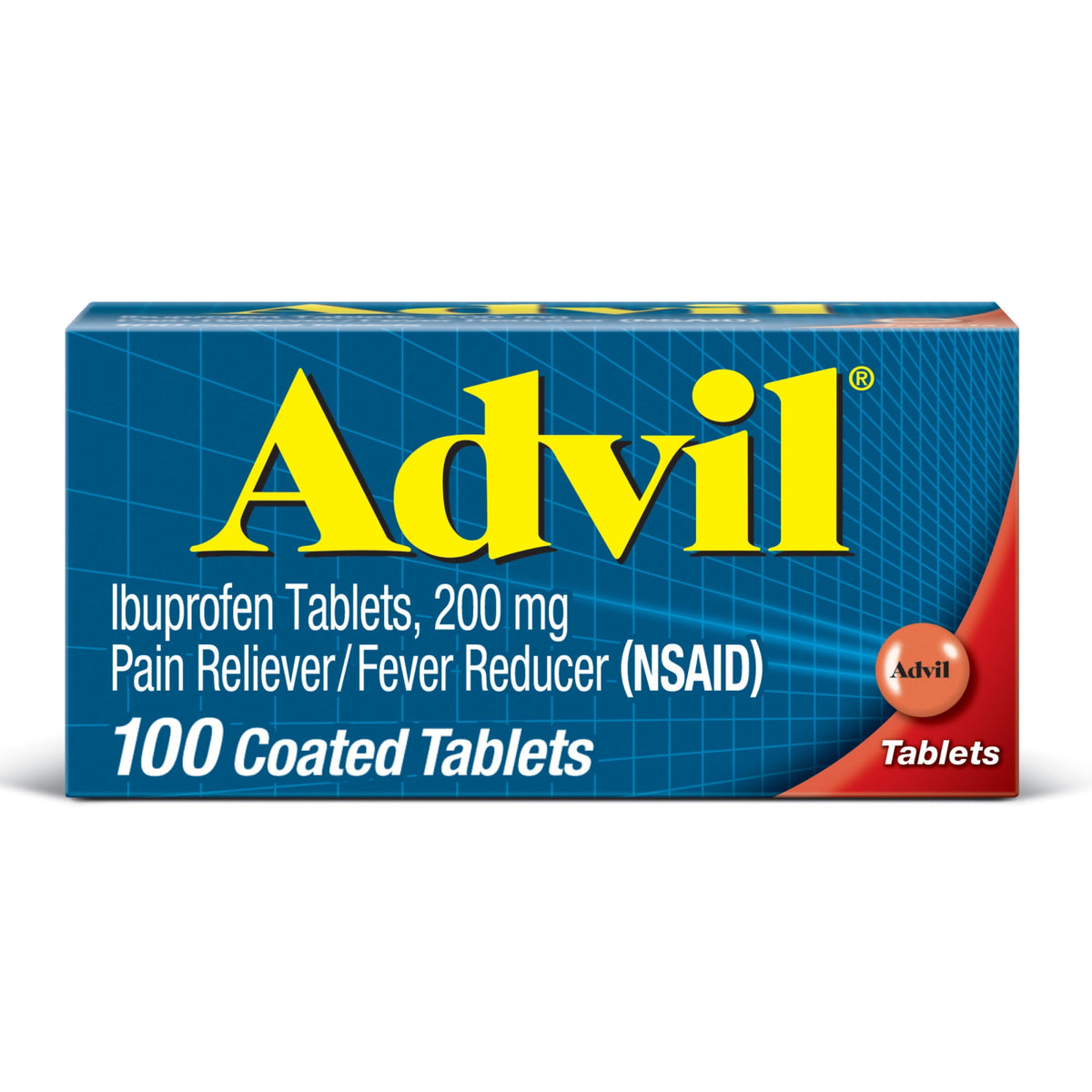 Advil Pain Relief and Fever Reducer Coated Tablets, 200 Mg Ibuprofen, 100 Count