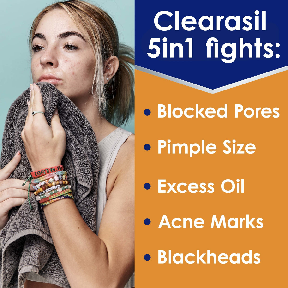 Clearasil Stubborn Acne Exfoliating Acne Face Wash, Normal to Oily Skin, 6.78 fl oz