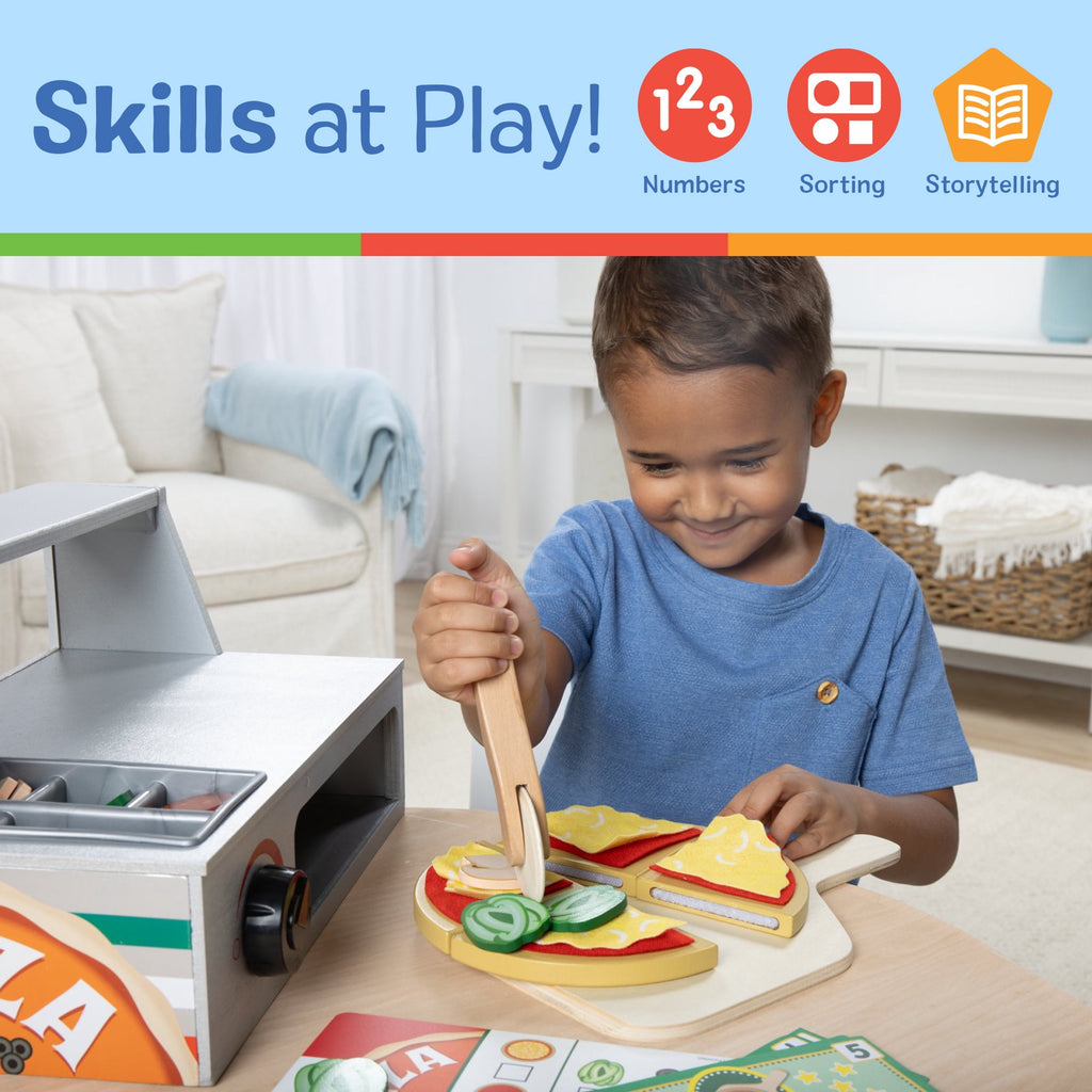 Melissa & Doug Top & Bake Wooden Pizza Counter Play Set (41 Pcs) - FSC Certified