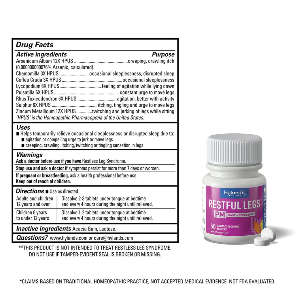 Hyland's Restful Legs PM, Calms Agitated Legs so You Can Sleep, 50 quick-dissolving tablets