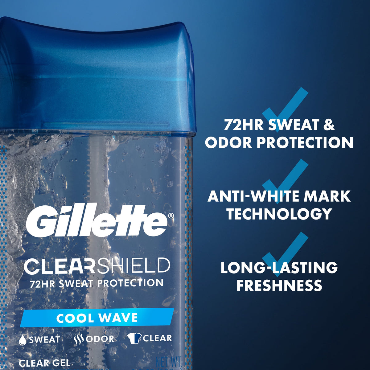 Gillette Antiperspirant and Deodorant for Men, Clear Gel, Cool Wave, 2.85 oz