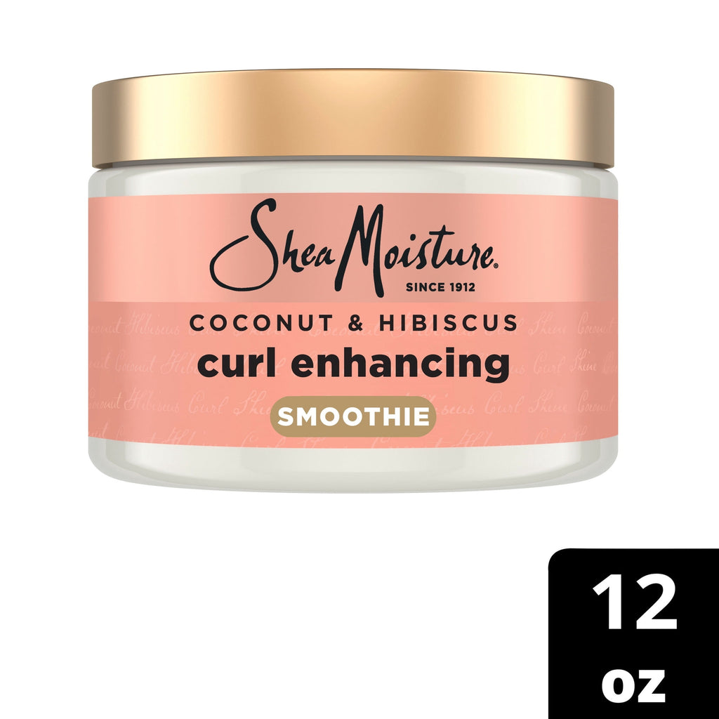 SheaMoisture Curl Enhancing Smoothie Hair Cream To Soften & Define Curls, Coconut & Hibiscus Sulfate Free & Paraben Free Curl Cream, 12 oz