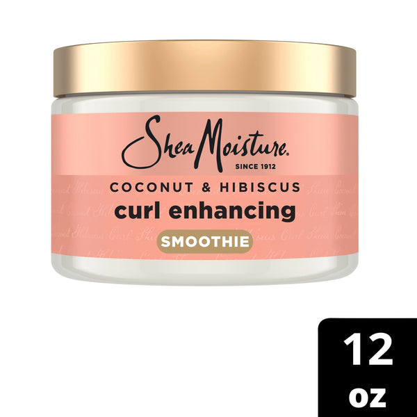 SheaMoisture Curl Enhancing Smoothie Hair Cream To Soften & Define Curls, Coconut & Hibiscus Sulfate Free & Paraben Free Curl Cream, 12 oz