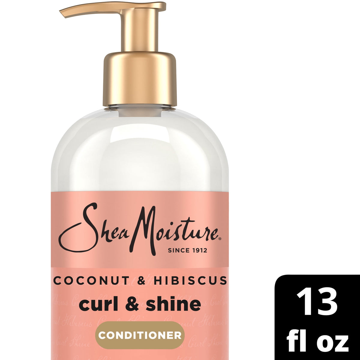 SheaMoisture Curl & Shine Conditioner for Thick, Curly Hair Coconut & Hibiscus, To Moisturize & Soften, ,13 Fl oz