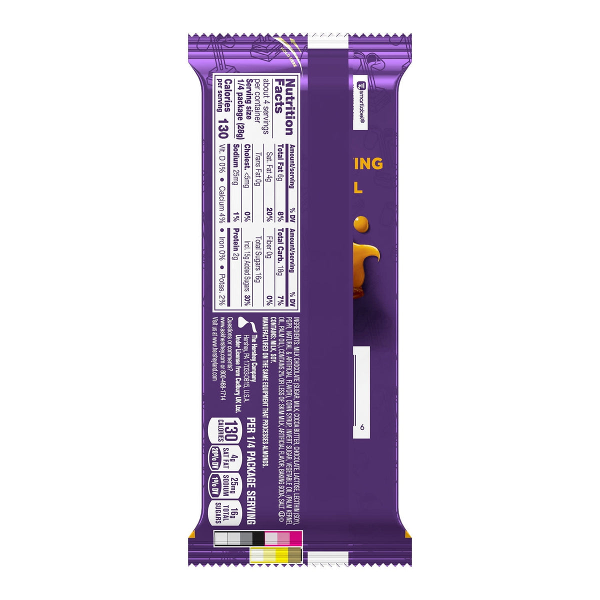 Cadbury Dairy Milk Caramello Milk Chocolate Caramel Candy, Bar 4 oz