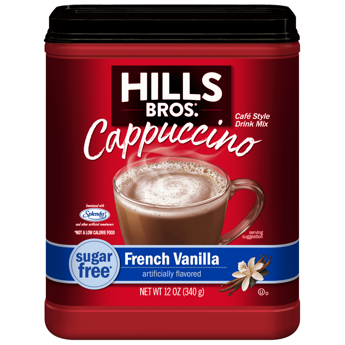 Hills Bros. Sugar-Free French Vanilla Cappuccino Instant Coffee Mix, 12 Ounce Canister