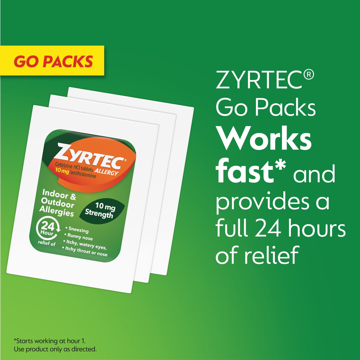 Zyrtec 24 Hour Cetirizine HCl Allergy Relief Tablets, 5 x 1 Count Packs