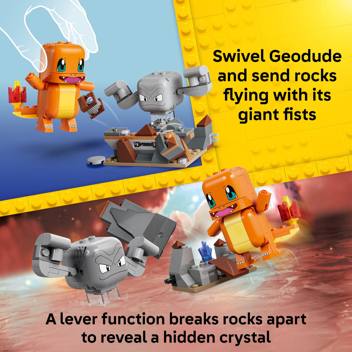 LEGO Pokémon SMART Play Charmander and Geodude's Cavern Clash Building Set 72157 with 2 SMART Tags and 2 Figures, Ages 6+
