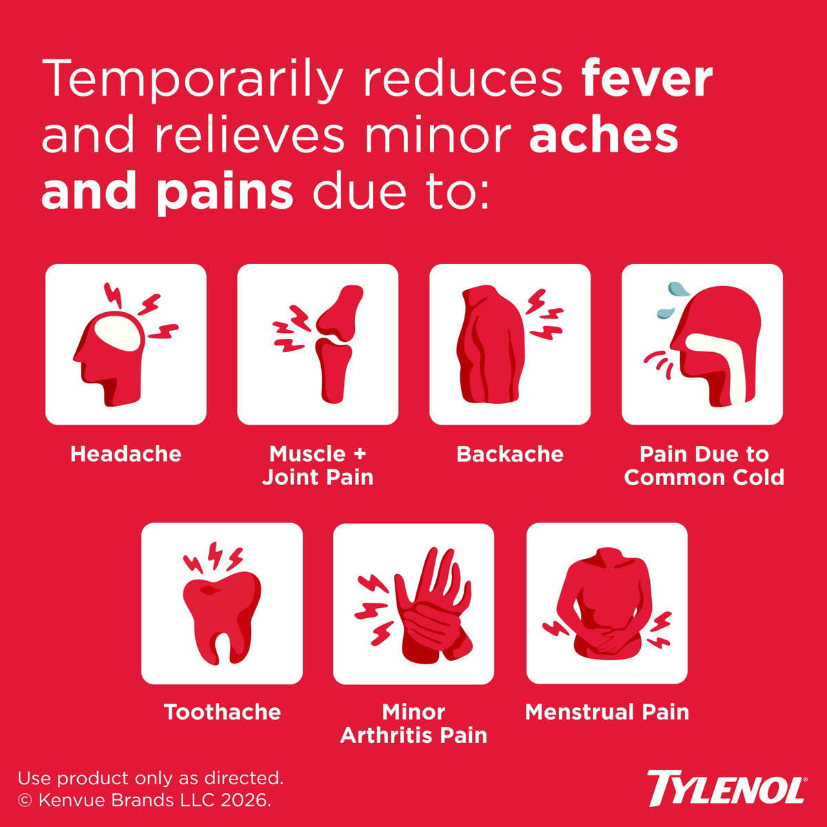 Tylenol Extra Strength Caplets, Fast, Strong Pain Relief, Acetaminophen 500 mg, 100 Count
