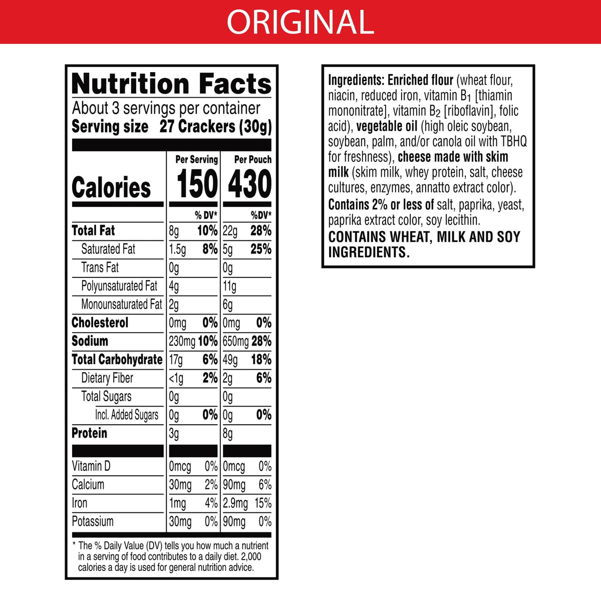 Cheez-It Cheese Crackers, Baked Snack Crackers, Office and Kids Snacks, Original, 3oz Bag (1 Bag)