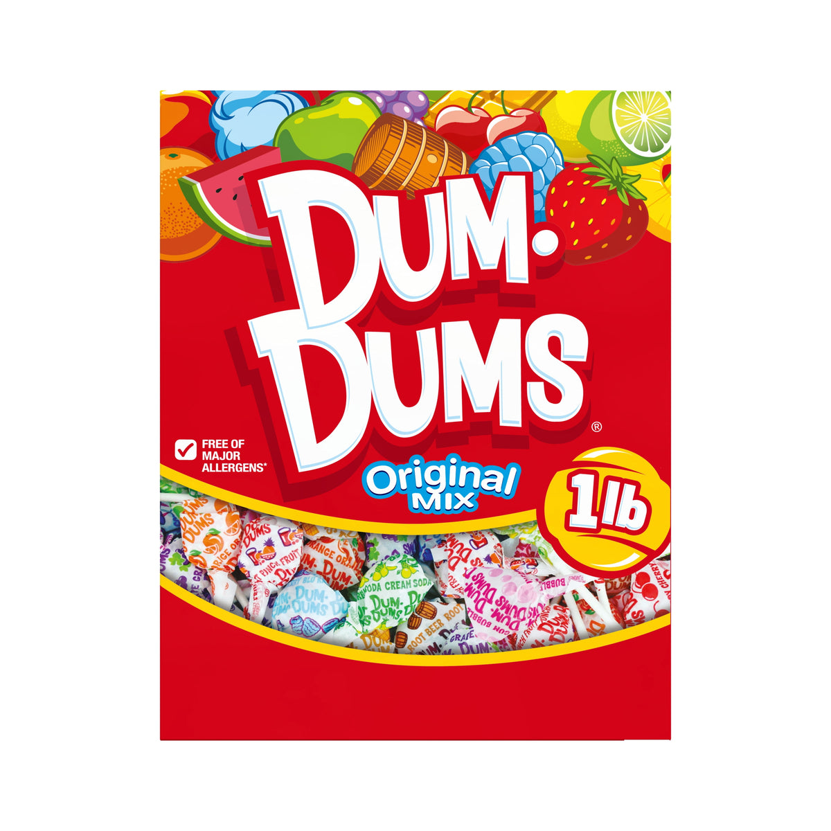 Dum Dums Original Mix Lollipop Suckers, Assorted Flavors Hard Candy, Party Candy, 16oz Candy Box