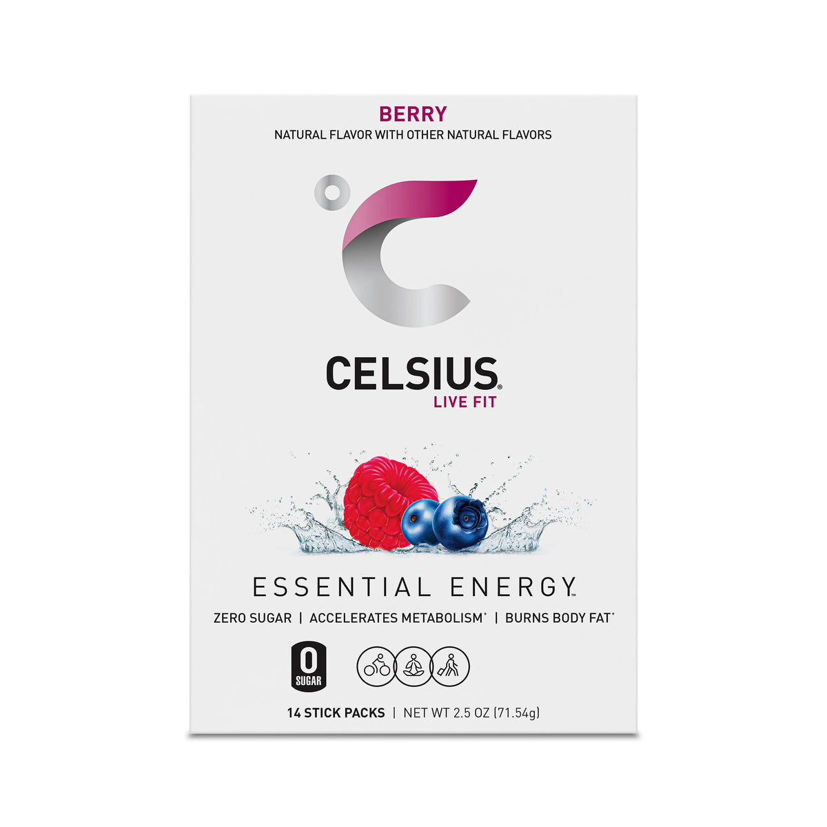 CELSIUS On The Go Energy Drink Mix, Berry (14 Stick Pack)