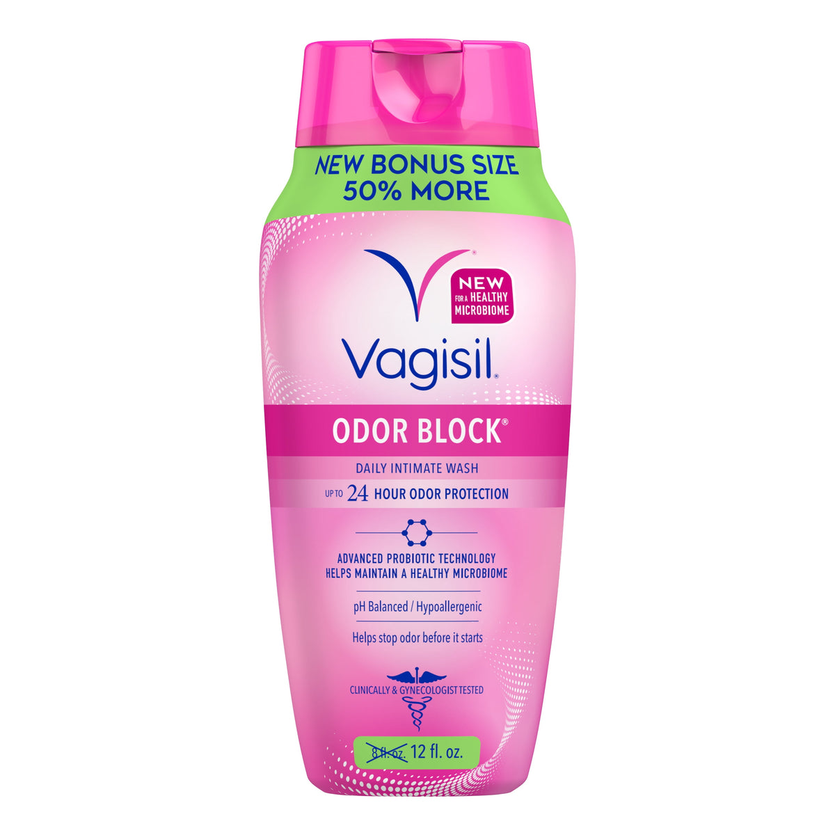 Vagisil Odor Block Daily Intimate Vaginal Wash, For 24 Hour Odor Protection, 12 Fluid Ounce Bottle (Pack of 3)