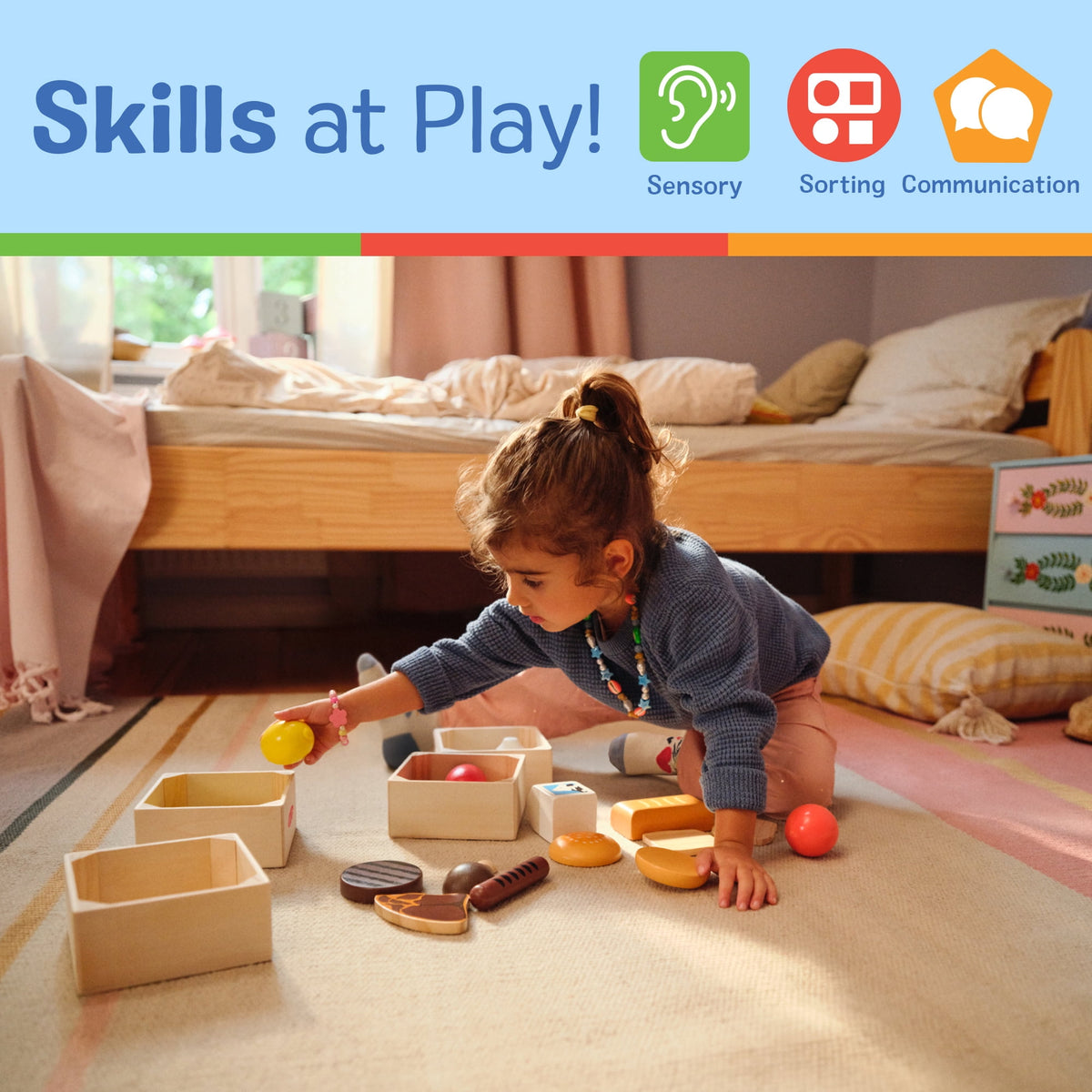 Melissa & Doug Food Groups - 21 Wooden Pieces and 4 Crates, Multi