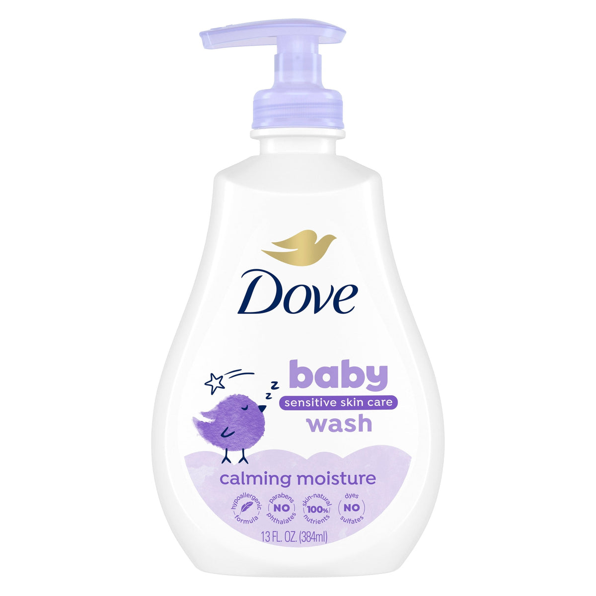 Baby Dove Sensitive Skin Care Baby Wash For a Calming Baby Bath Wash Calming Moisture Hypoallergenic And Tear-Free, Washes Away Bacteria, 13 fl oz