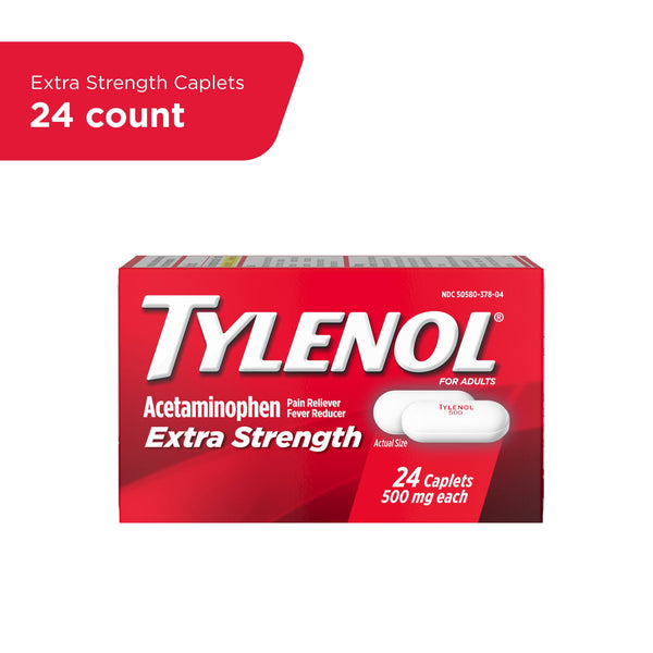 Tylenol Extra Strength Pain Relief Acetaminophen Caplets 500mg, 24 Count