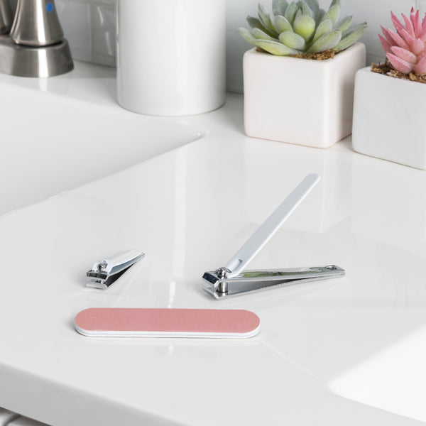 Japonesque Nail Clippers & Salon Board Natural White Shimmer & Pink