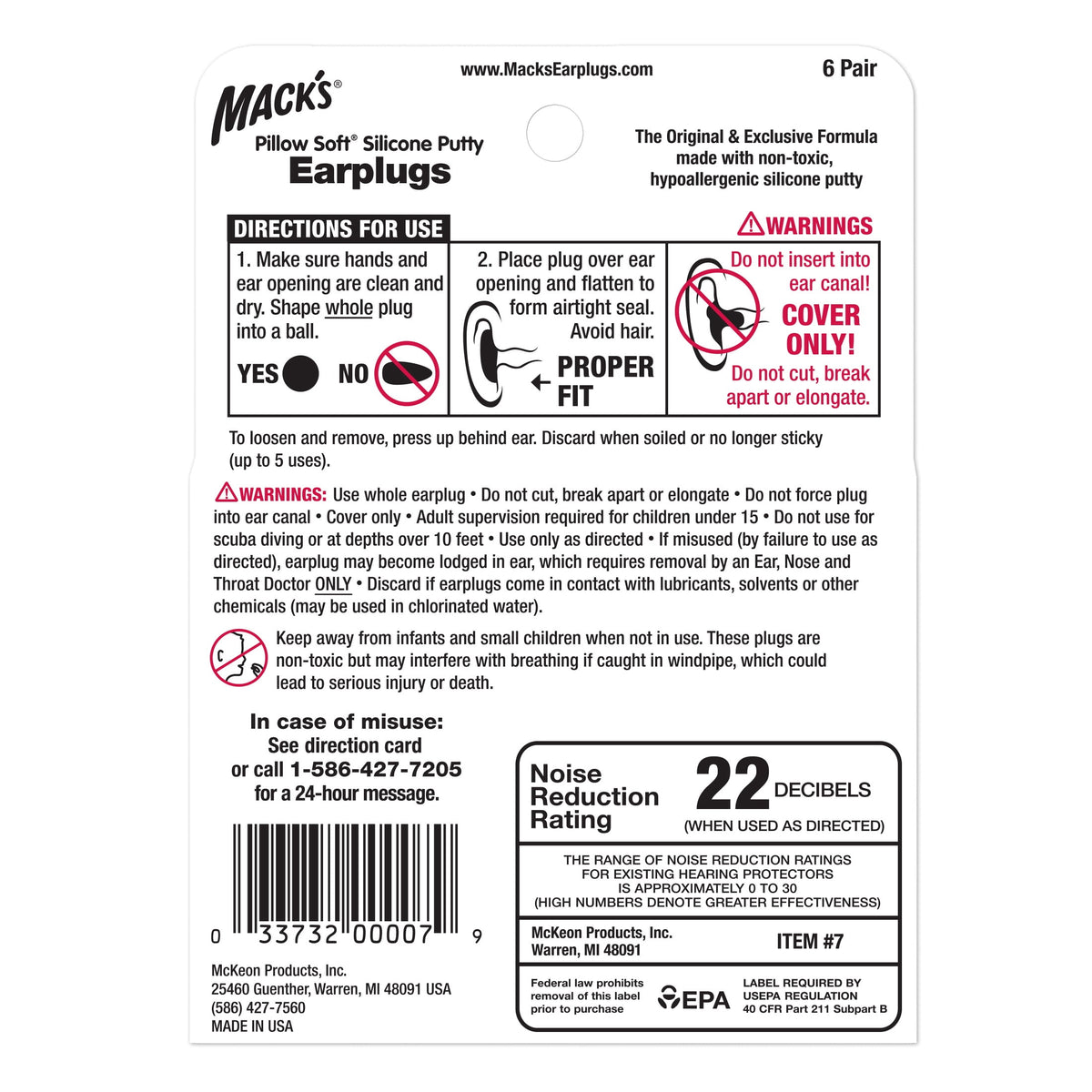 Mack's Pillow Soft Silicone Earplugs - 6 Pair