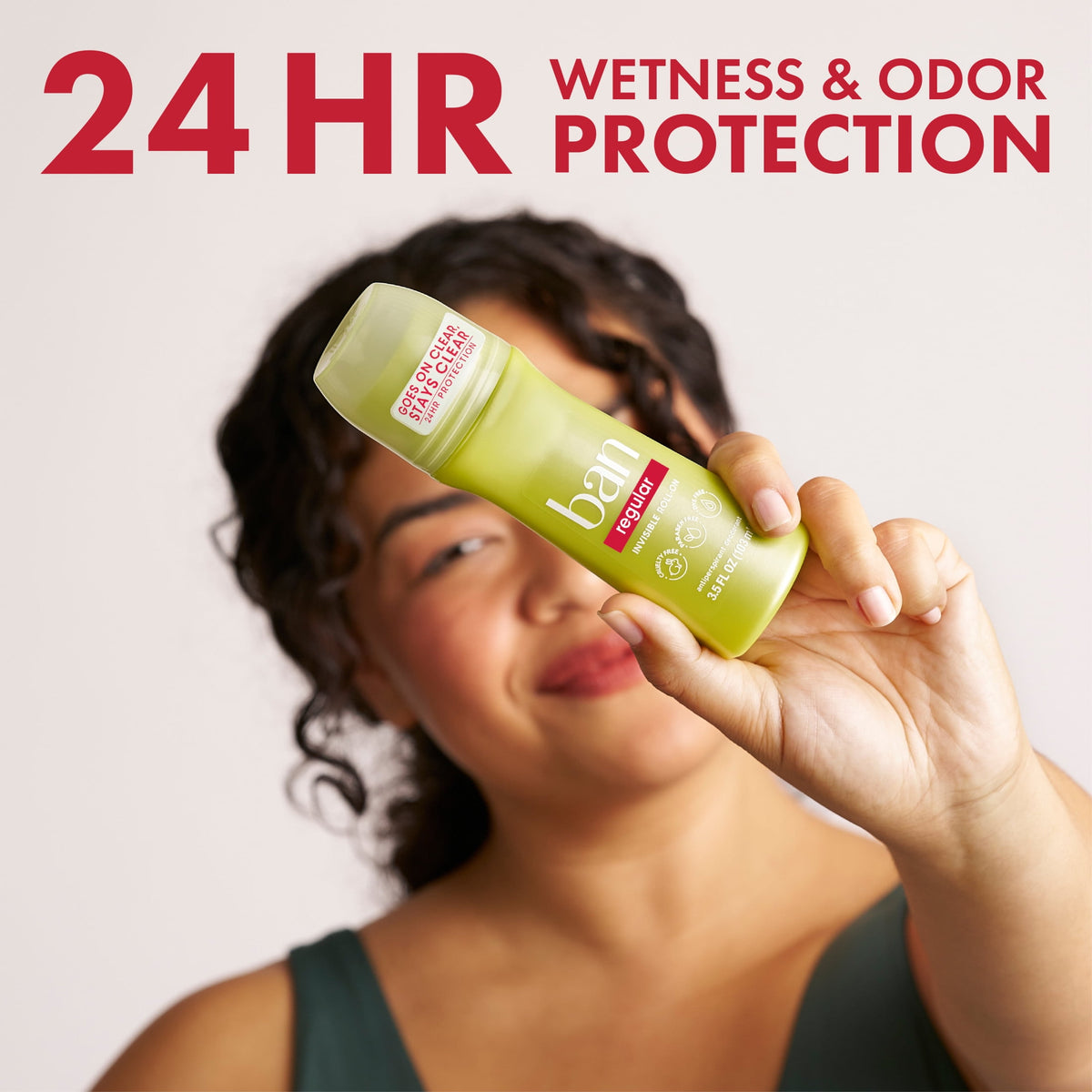 Ban Invisible Roll-on Antiperspirant and Deodorant for Women and Men, Regular Scent, 3.5 fl oz