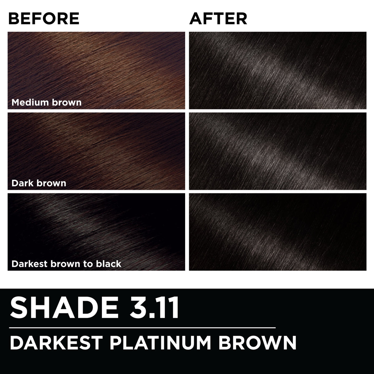 Garnier Olia Oil Powered Permanent Hair Color, 3.11 Darkest Platinum Brown