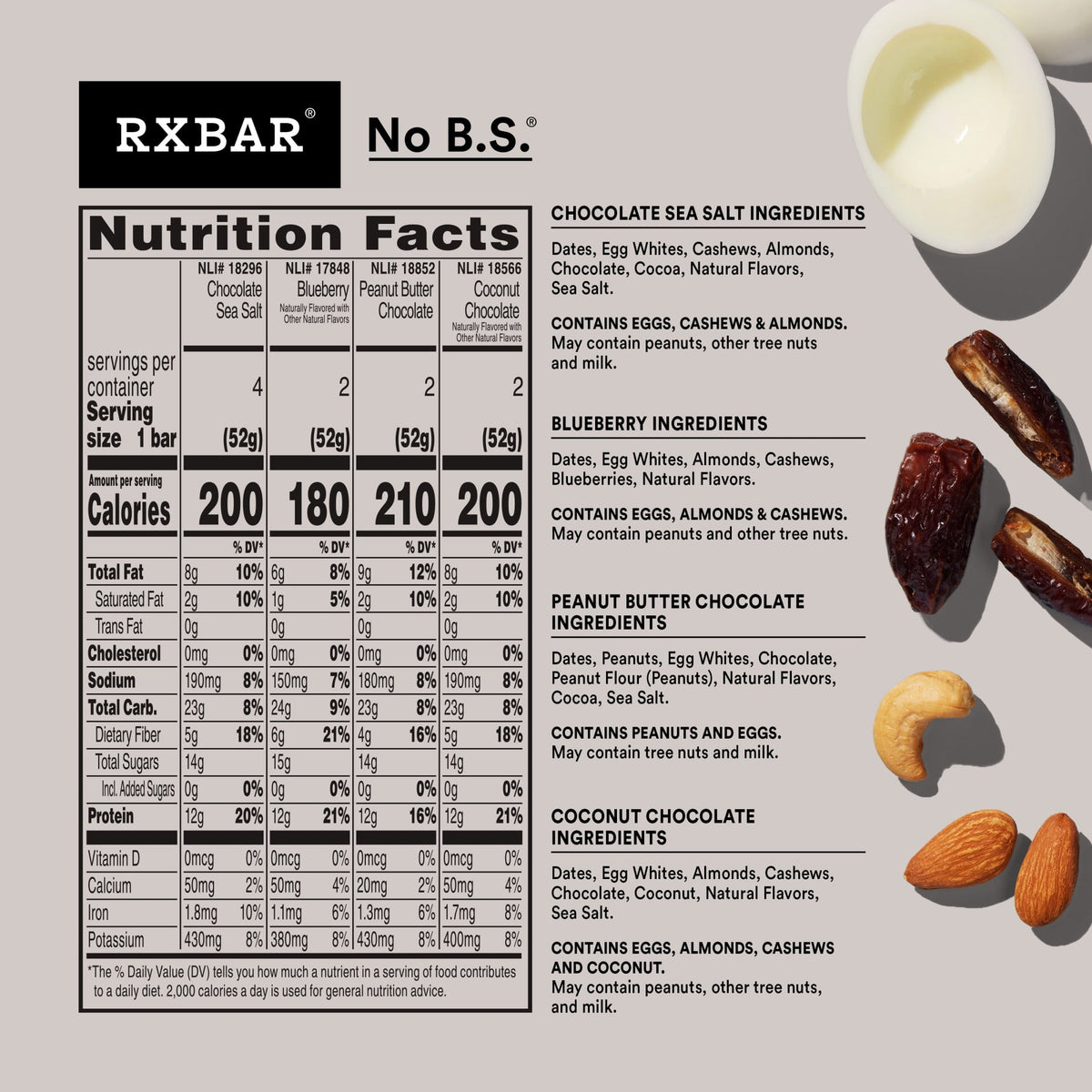 RXBAR, Variety Pack Protein Bars, 10 Count