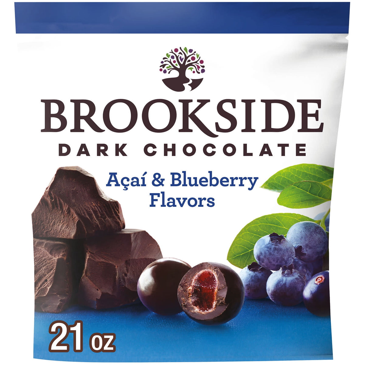 Brookside Dark Chocolate, Acai And Blueberry Flavored Snacking Chocolate, Bag 21 Oz