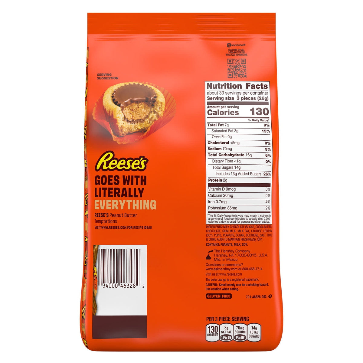 Reese's Miniatures Chocolate Peanut Butter Cups Candy, Party Pack, 30 oz