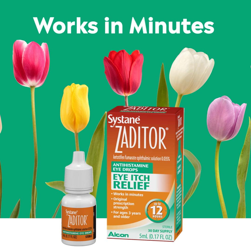 SYSTANE ZADITOR Antihistamine Eye Drops, Fast-Acting Up to 12-Hour Allergy Itch Relief, 5mL
