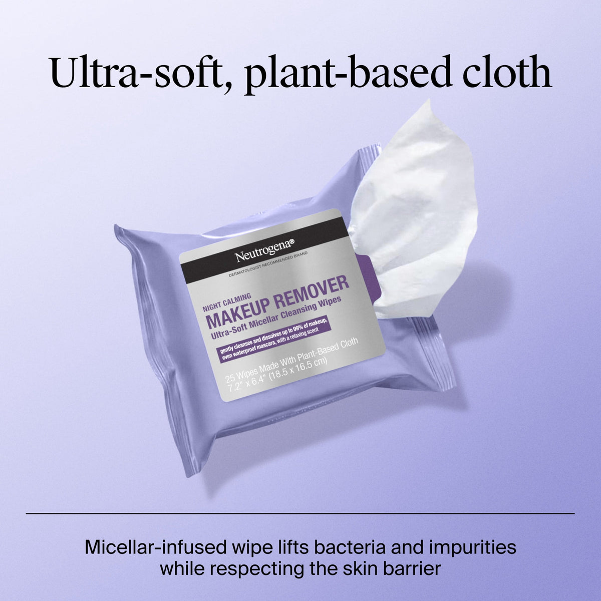 Neutrogena Makeup Remover Night Calming Wipes and Face Cleansing Towelettes, 25 Count