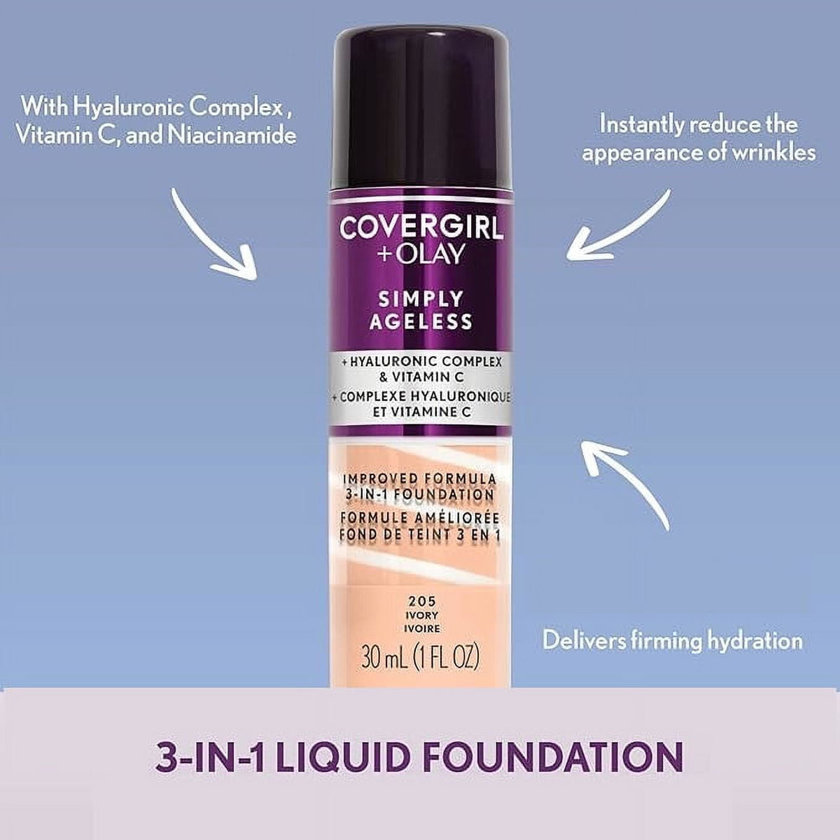 Covergirl & Olay Simply Ageless 3-in-1 Liquid Foundation, 260 Classic Tan, 1 fl oz