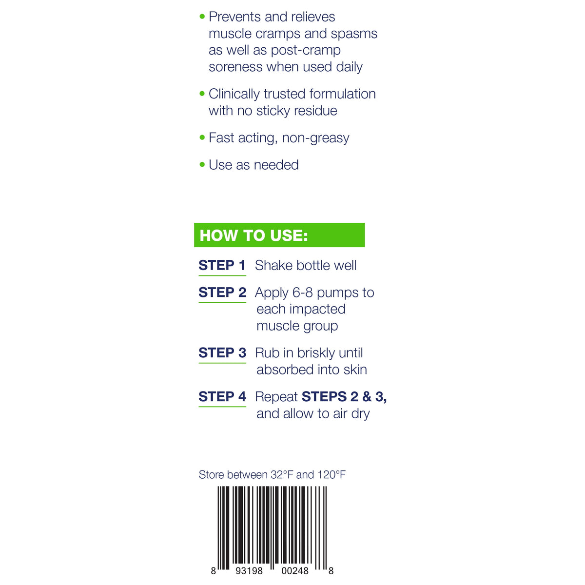 Theraworx® Muscle Cramps Relief Spray Made with Magnesium Sulfate, Fast-Acting Muscle & Leg Cramp Support, Paraben-Free 7.1 fl oz