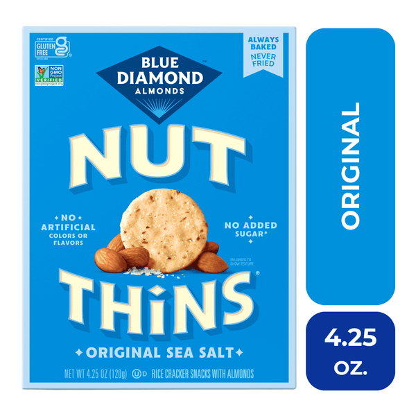 Blue Diamond Almonds, Gluten Free Almond Flavored Nut-Thins Snack Crackers,  4.25 oz. Box