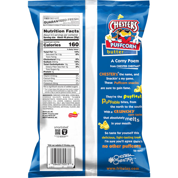Chester's Puffcorn Butter, 3.25oz