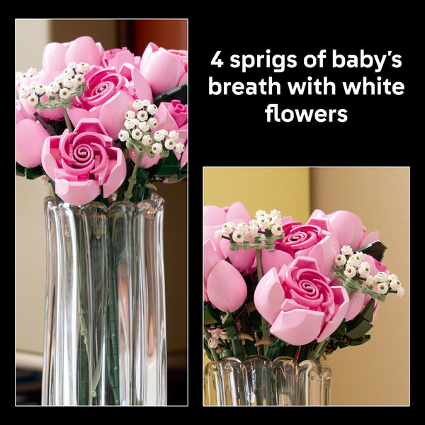 LEGO Botanicals Bouquet of Pink Roses Artificial Flowers Building Set 10374, Ages 18+
