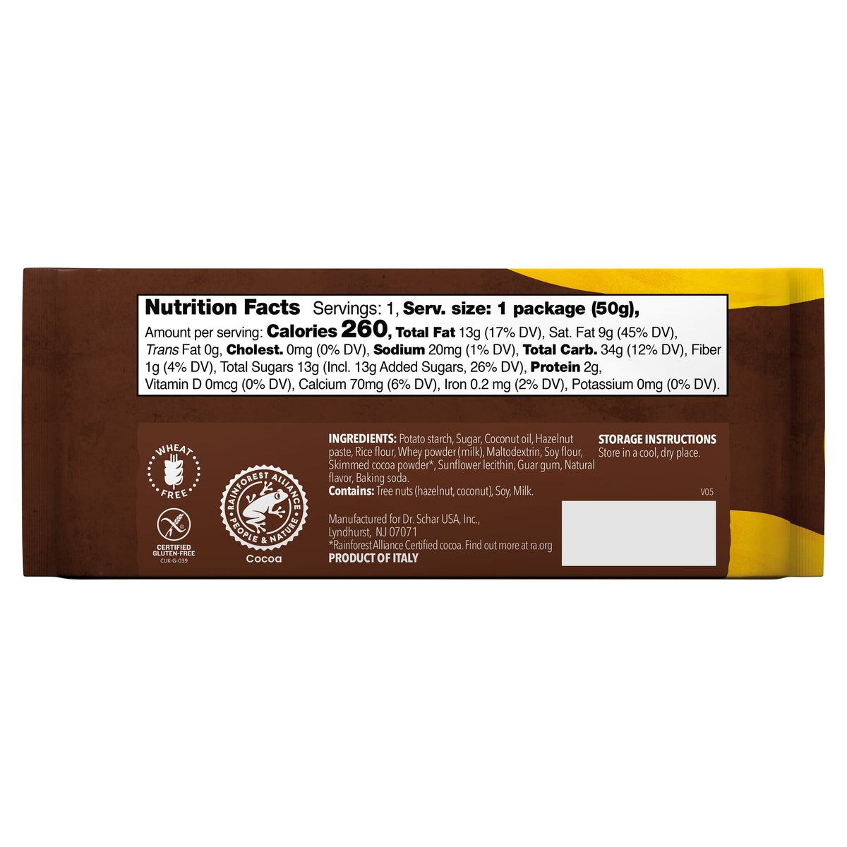 Schar Gluten-Free Hazelnut Wafers Cookies, Foil-Sealed Bag, 1.8oz