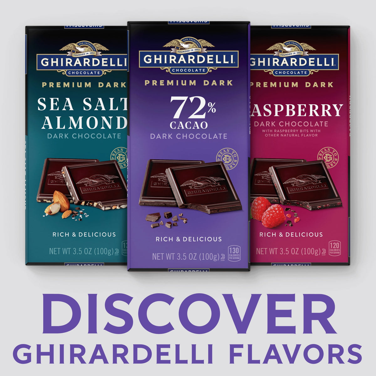 GHIRARDELLI Premium Dark 72% Cacao Dark Chocolate Bar, 3.5 oz Bar
