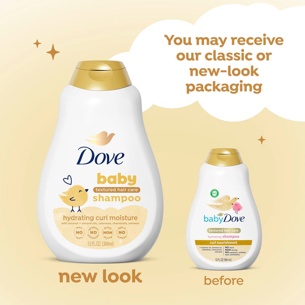 Baby Dove Textured Hair Care Baby Shampoo for Baby's Curly Hair Curl Nourishment Tear-Free and Hydrating ,13 fl oz