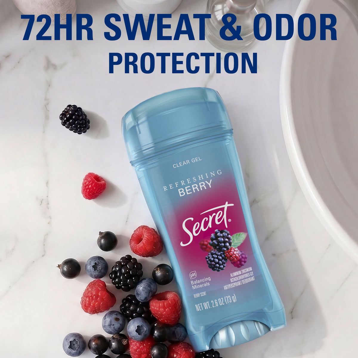 Secret Antiperspirant and Deodorant for Women, Fresh Clear Gel, Berry Scent, 2.6 oz, Twin Pack