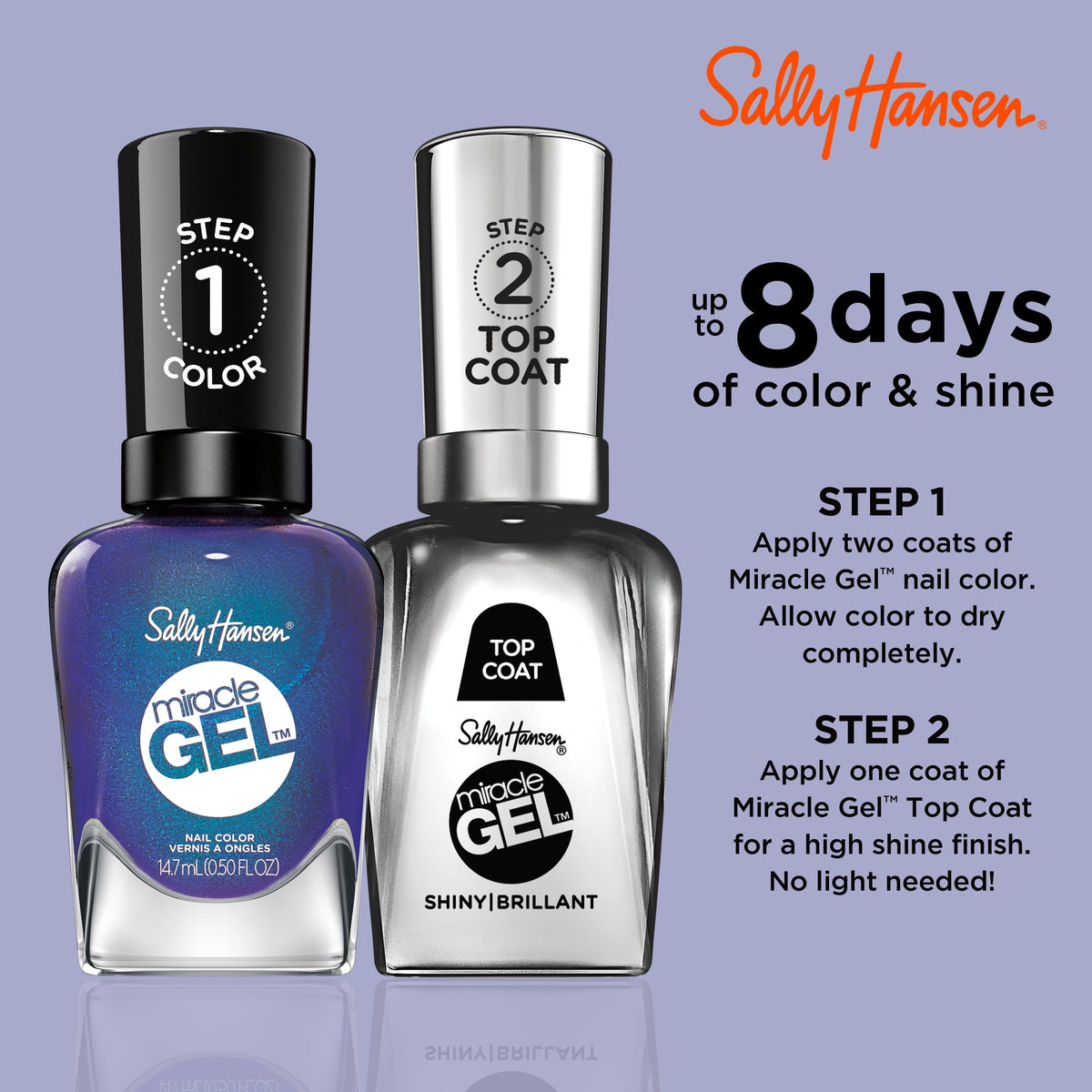 Sally Hansen Miracle Gel Nail Color Polish, Hyp-nautical, 0.5 fl oz, No UV Lamp Needed, Vegan
