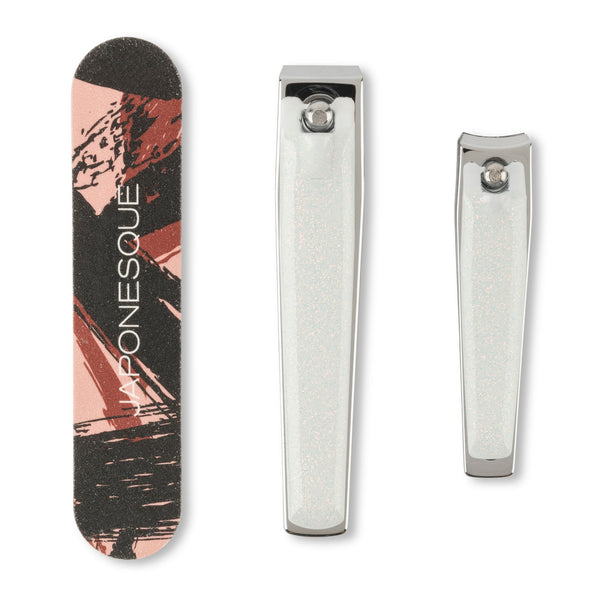 Japonesque Nail Clippers & Salon Board Natural White Shimmer & Pink