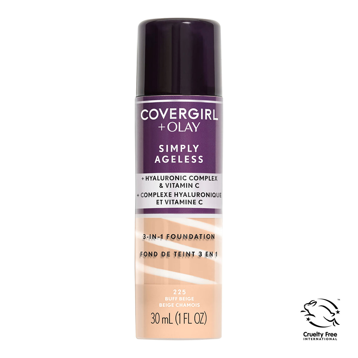COVERGIRL + OLAY Simply Ageless 3-in-1 Liquid Foundation, 225 Buff Beige, 1 fl oz