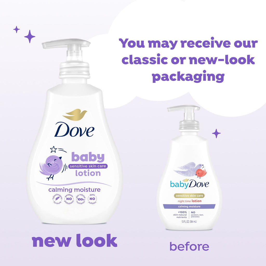 Dove Sensitive Skin Care Baby Lotion For A Soothing Scented Lotion Calming Moisture Hypoallergenic And Dermatologist-Tested, 13 fl oz