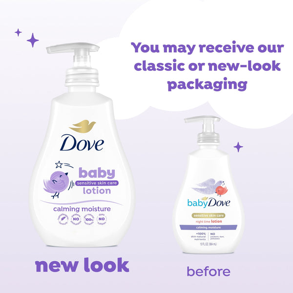 Dove Sensitive Skin Care Baby Lotion For A Soothing Scented Lotion Calming Moisture Hypoallergenic And Dermatologist-Tested, 13 fl oz