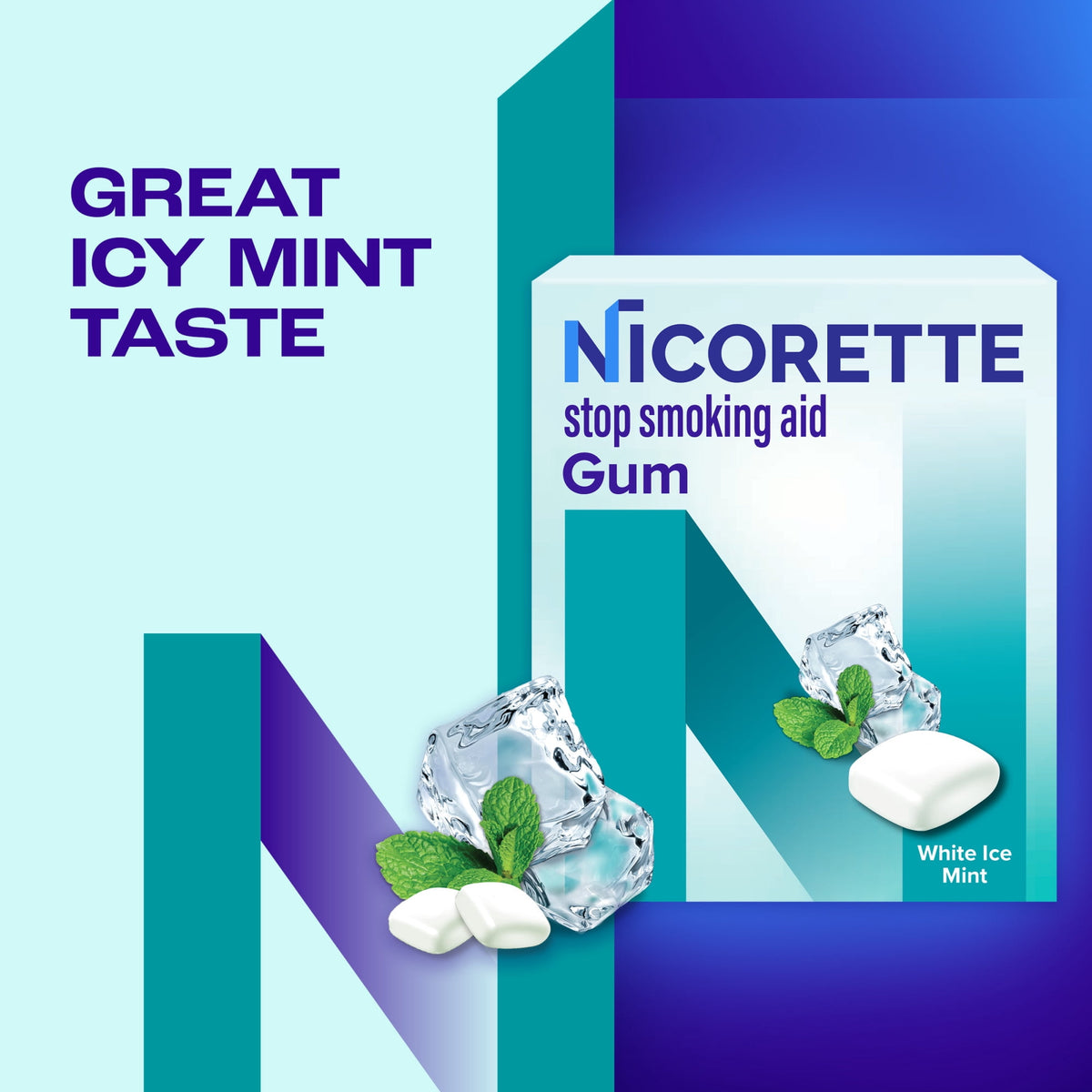 Nicorette Nicotine Gum, Stop Smoking Aids, 4 mg, White Ice Mint, 20 Count