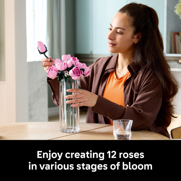 LEGO Botanicals Bouquet of Pink Roses Artificial Flowers Building Set 10374, Ages 18+