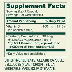 Spring Valley Extra Strength Cranberry Dietary Supplement Capsules, 15,000mg, 60 Count