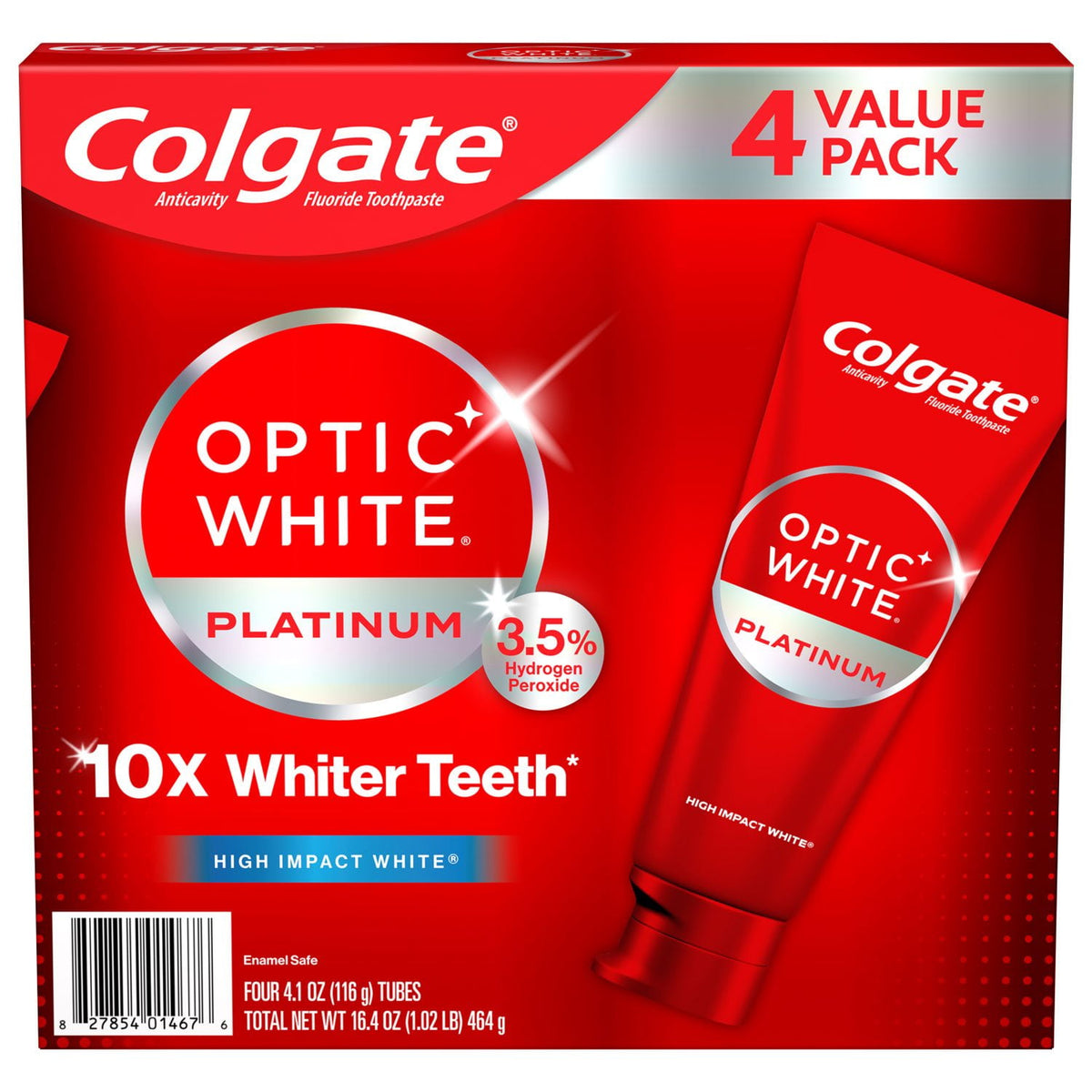 Colgate Optic White Renewal High Impact White Zahnpasta zur Zahnaufhellung, 4er-Pack
